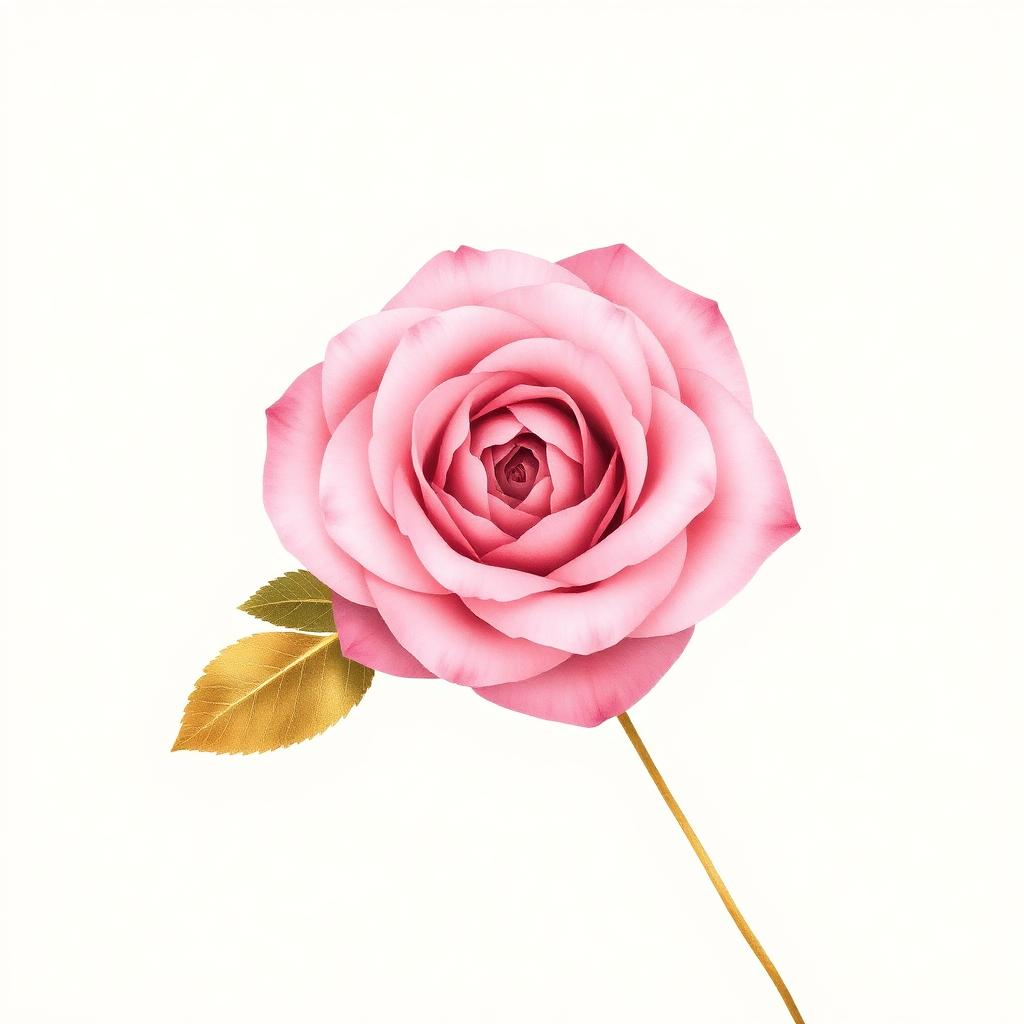 Rosa delicada com folha dourada